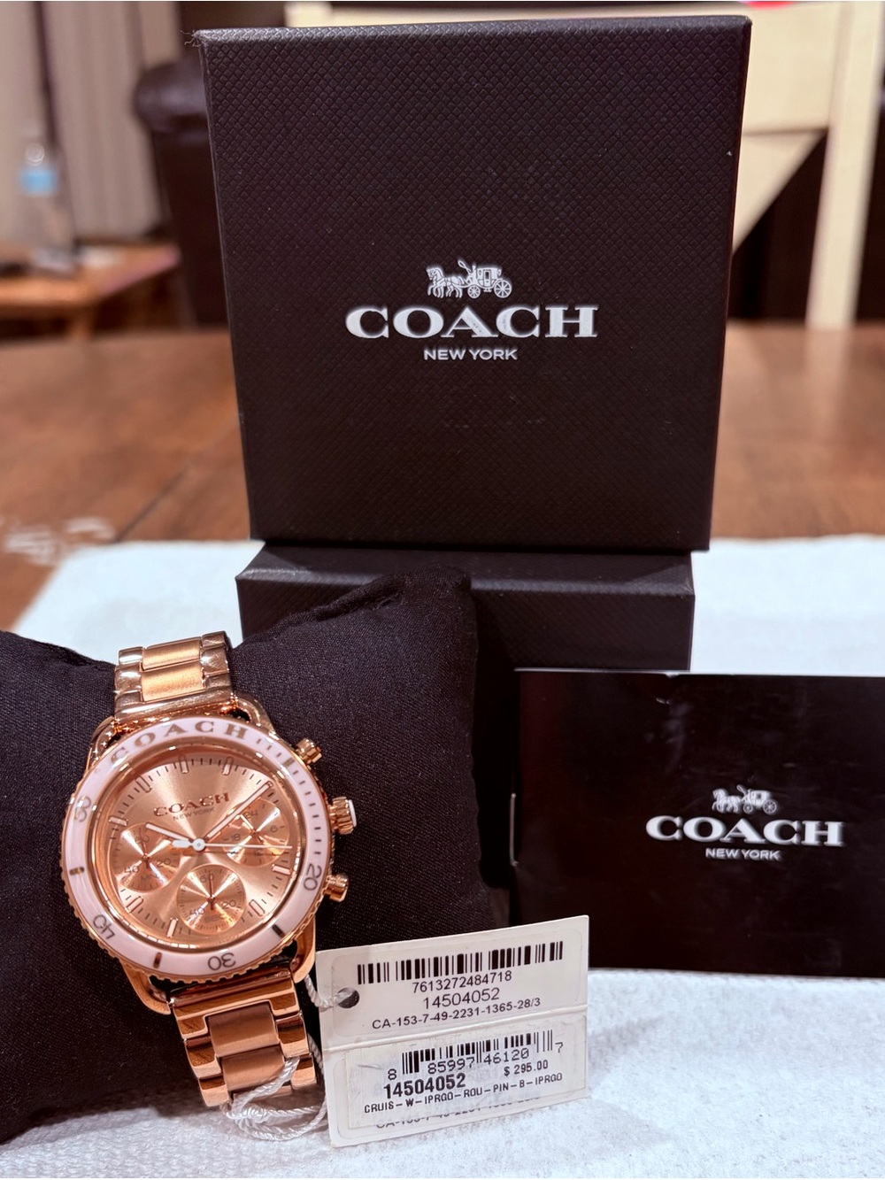 NWT.  Coach Rose Gold-Tone Chronograph Bracelet Watch with Pink Accent